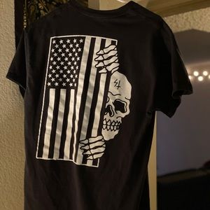Sketchy Tank “Skeleton/American Flag” T-Shirt